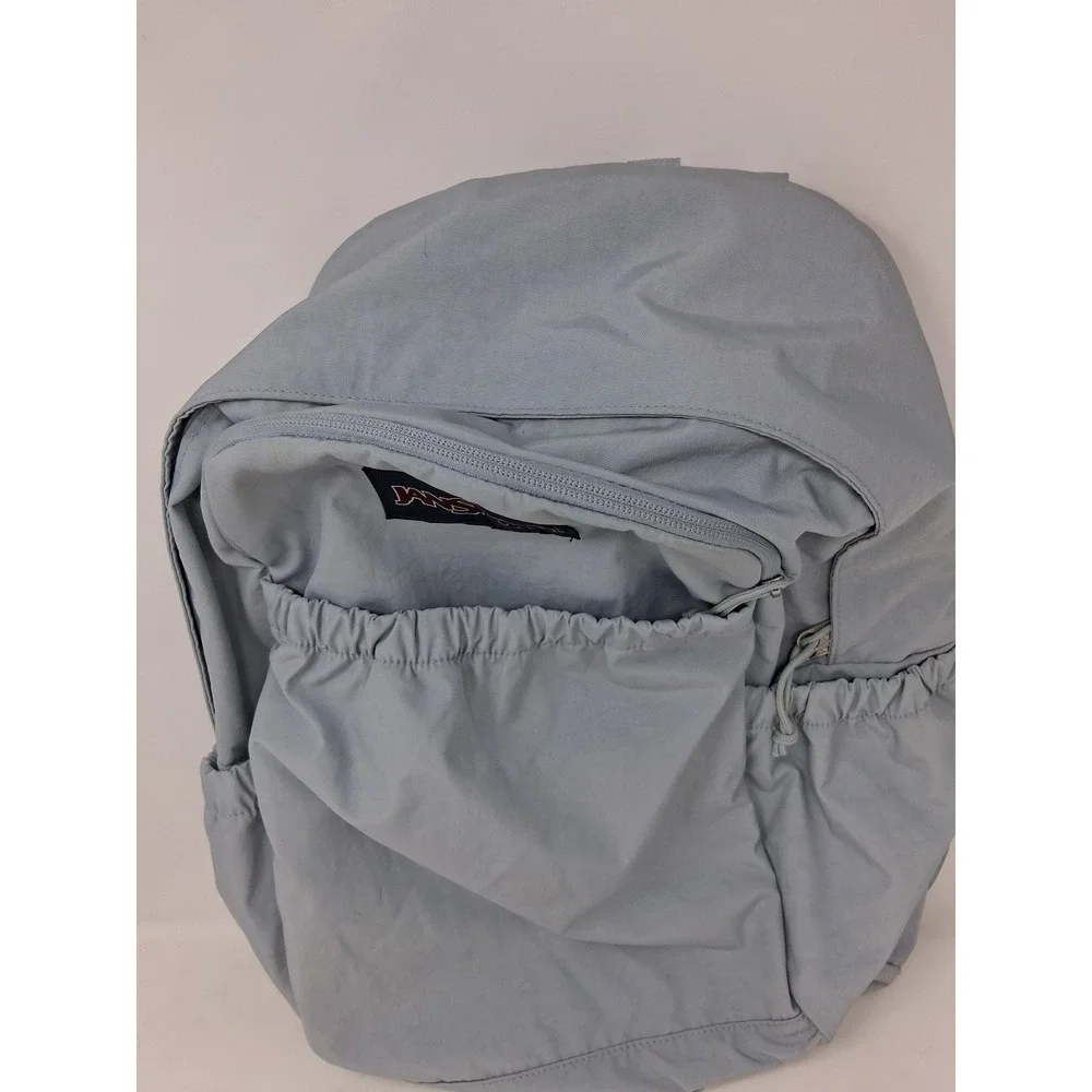 JanSport Backpack Light Blue Canvas School Bag w/ Laptop Sleeve&Cinch Pocket. X